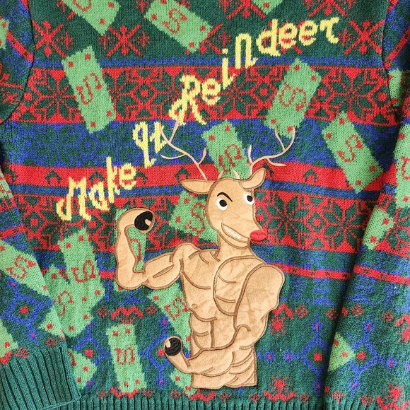 Ugly Christmas Sweater Make it Reindeer American Stitch XL - Picture 2 of 4